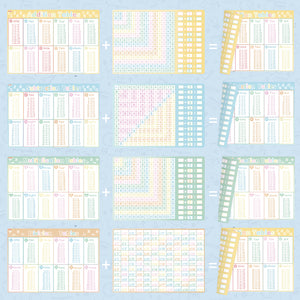 Kids Educational Learning Placemats - Set of 4, Washable Reusable Laminated Table Mats for Students, Addition, Subtraction, Multiplication, Division Math Tables 17 x 12 inches